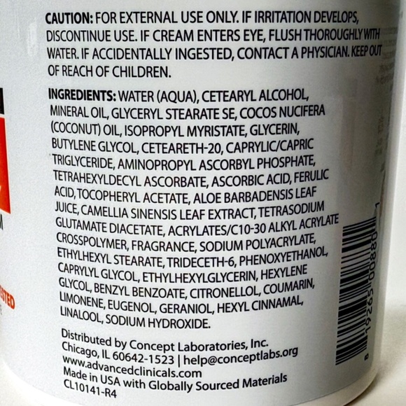 NEW (2) Advanced Clinicals Vitamin C Advanced Brightening Cream – Spa Size 16oz - Picture 4 of 6